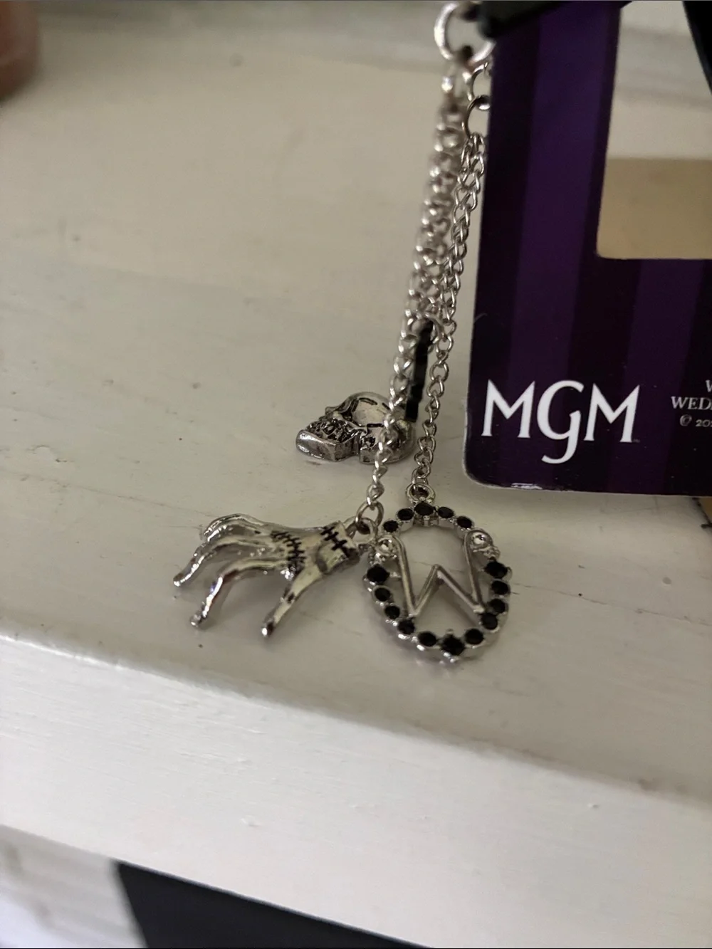 Wednesday Silver and Black Spiderweb Hair Clip with Charm Chains